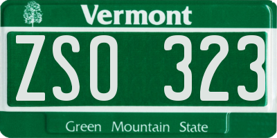 VT license plate ZSO323