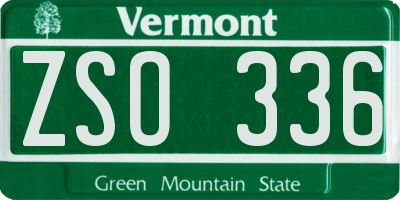 VT license plate ZSO336