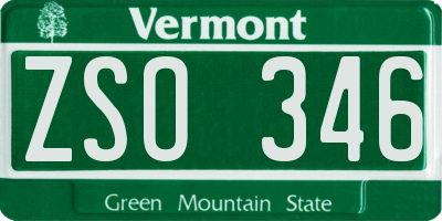 VT license plate ZSO346