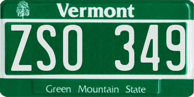 VT license plate ZSO349