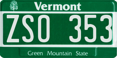 VT license plate ZSO353