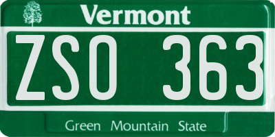 VT license plate ZSO363