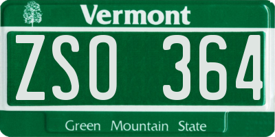 VT license plate ZSO364