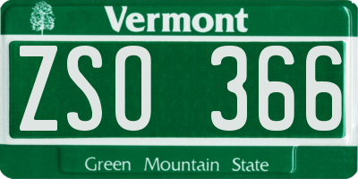 VT license plate ZSO366