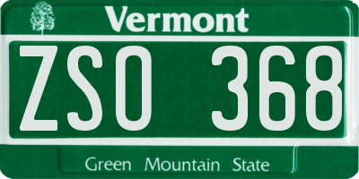 VT license plate ZSO368