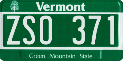 VT license plate ZSO371