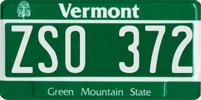 VT license plate ZSO372