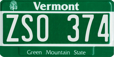 VT license plate ZSO374