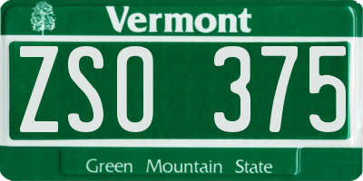 VT license plate ZSO375