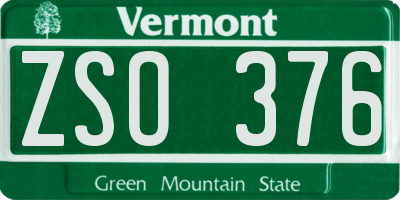 VT license plate ZSO376