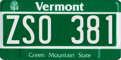 VT license plate ZSO381