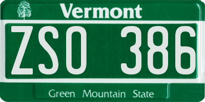 VT license plate ZSO386