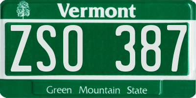 VT license plate ZSO387