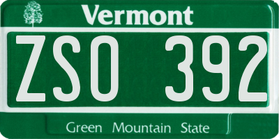 VT license plate ZSO392
