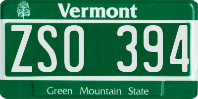 VT license plate ZSO394