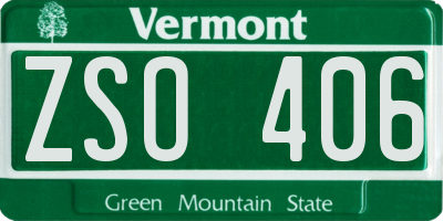 VT license plate ZSO406