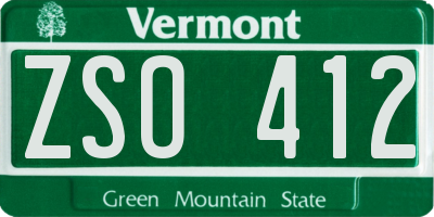 VT license plate ZSO412