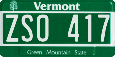 VT license plate ZSO417