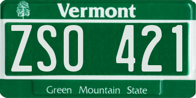 VT license plate ZSO421