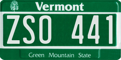 VT license plate ZSO441