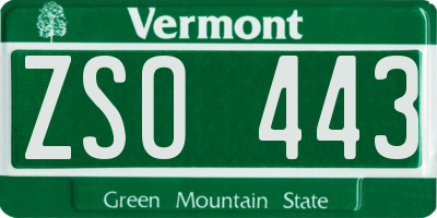 VT license plate ZSO443