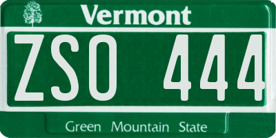 VT license plate ZSO444
