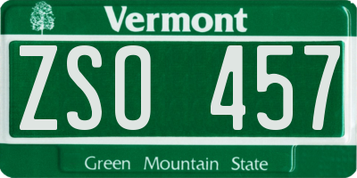 VT license plate ZSO457