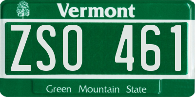 VT license plate ZSO461