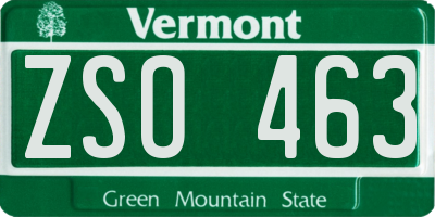 VT license plate ZSO463
