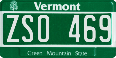 VT license plate ZSO469