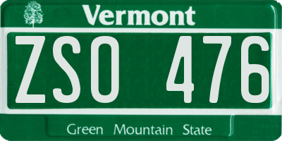 VT license plate ZSO476