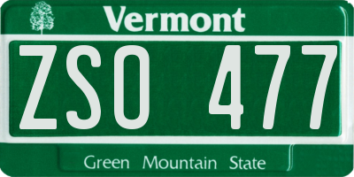 VT license plate ZSO477