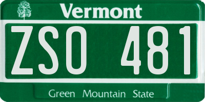 VT license plate ZSO481
