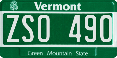 VT license plate ZSO490