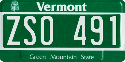 VT license plate ZSO491