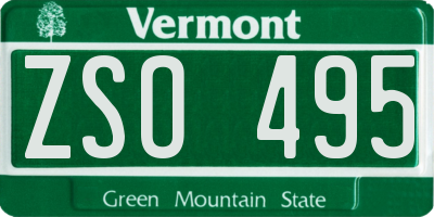 VT license plate ZSO495