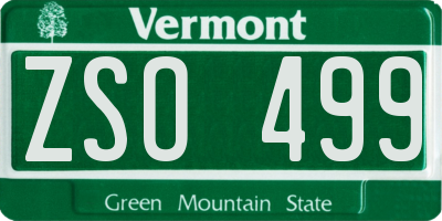 VT license plate ZSO499