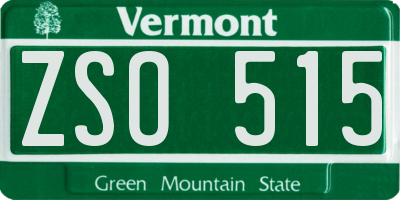 VT license plate ZSO515
