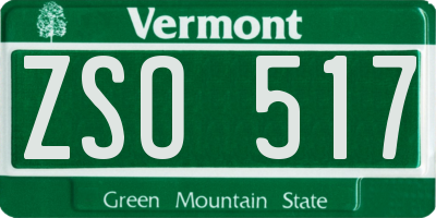 VT license plate ZSO517
