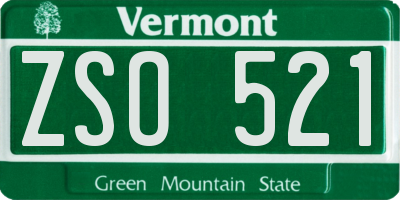 VT license plate ZSO521