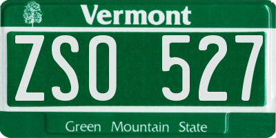 VT license plate ZSO527