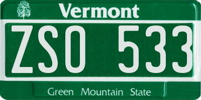 VT license plate ZSO533