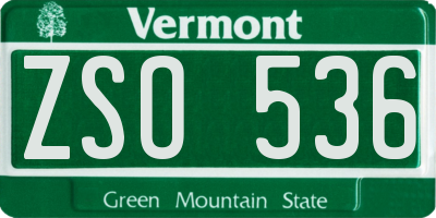 VT license plate ZSO536