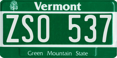 VT license plate ZSO537