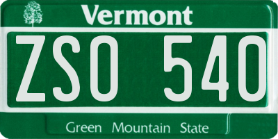 VT license plate ZSO540