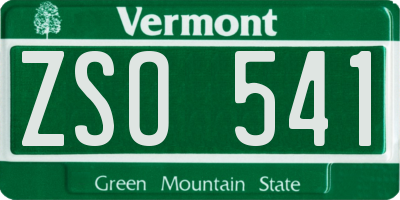 VT license plate ZSO541