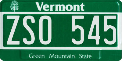VT license plate ZSO545