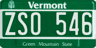 VT license plate ZSO546
