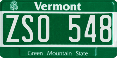 VT license plate ZSO548