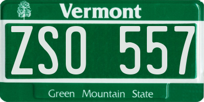 VT license plate ZSO557